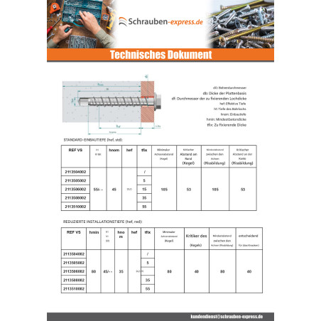 1 x Betonschraube Sechskantkopf Kreuzschlitz mit Flansch T8 5x80 Verzinkt