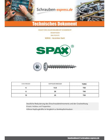 1 x Spax Holzschraube Tellerkopfschrauben T50...
