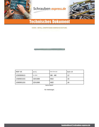 1 x SIEB Metallisch 16x1000 M10