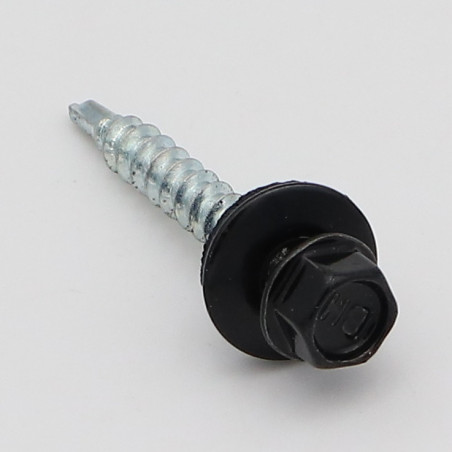 1 x Selbstbohrende Schrauben Sechskantkopf 4,8 x 35 Scheibe mit EPDM Neopren-Dichtung Verzinkt RAL9004 signalschwarz