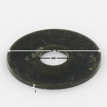 1 x Scheiben/Unterlegscheibe Flach M5x16x1 L Stahl schwarz verzinkt