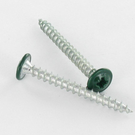 1 x Spanplattenschraube Flachrundkopfschraube Pozi 4X40 Verzinkt RAL6005 moosgrün Grün