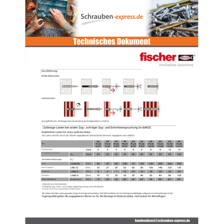 1 x Spreizdübel Fischer SX MEHR 12x60 Nylon
