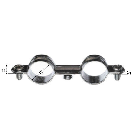 1 x Doppelte Metallschlauchschelle M7X150 Durchmesser 12 Verzinkt
