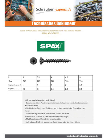1 x Spax Holzschraube Senkkopfschraube T20 5X50...