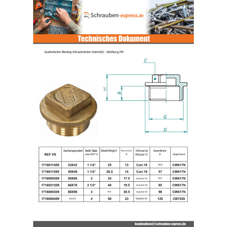 1 x Stecker (männlich) Abbildung 290 20x27 (3/4") Messing