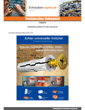 1 x Dübel Universal PP UNO 6 Rot RAWLPLUG