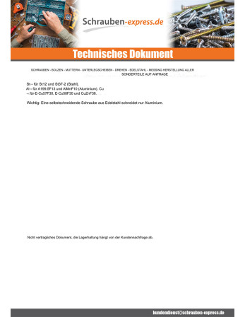 1 x Gewindefurchende Schraube Sechskantkopf...