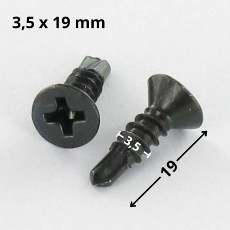 1 x Selbstbohrende Schrauben Senkkopfschraube Phillips 3,5 x 19 Blechgewinde Stahl schwarz verzinkt