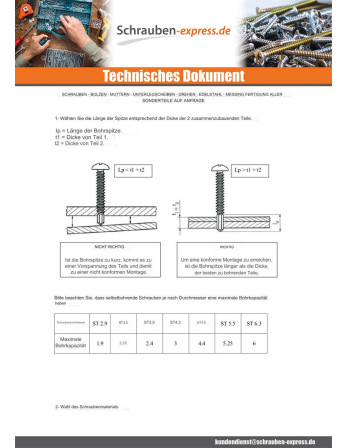 1 x Selbstbohrende Schrauben Senkkopfschraube...