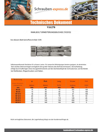 1 x Befestingungsdübel M 8 S 4603