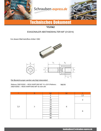 1 x Kupplungsmutter Sechskant Männlich weiblich...