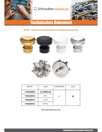 1 x Kleiderhaken dekorativ Aluminium Schwarz...