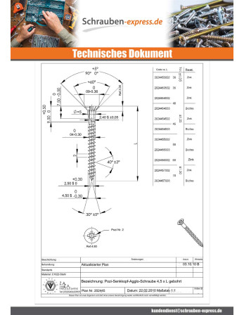 1 x Spanplattenschrauben Senkkopfschraube Pozi...