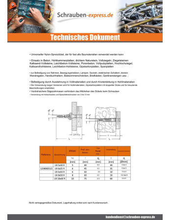 1 x Dübel Fischer UX-R 6X35