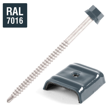 1 x Selbstbohrende Schrauben mit Reiter für Dächer 2 stück Type E1 RAL7016 anthrazitgrau 6,3 x 100