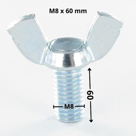 1 x Schraube Flügel M8X60 Amerikanische Form Verzinkt