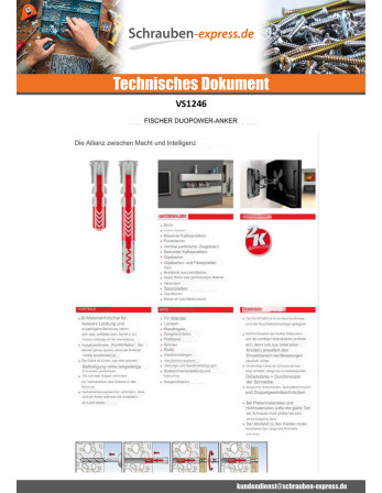 1 x Dübel Nylon DUOPOWER Fischer 5x25 +VIS4X35