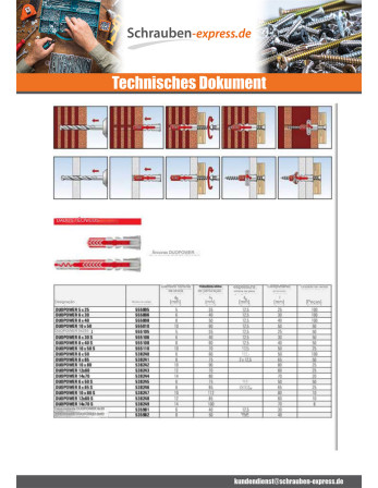1 x Dübel Nylon DUOPOWER Fischer 5x25 +VIS4X35