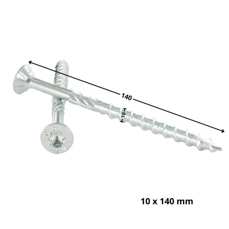 1 x Rahmenschraube tekor Senkkopfschraube Gezahnt T40 10 x 140 Mit Gewinde 80 cut Bohrspitze mit Typ 17 Spitze Verzinkt