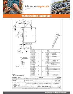 Spanplattenschraube Flacher Senkkopf Phillips 4,3X25... 2