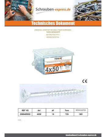 1 x Eimer 85 Spanplattenschraube 6X100 Senkkopf...