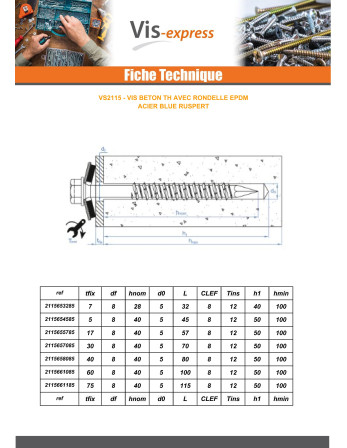 1 x Betonschraube Sechskantkopf Scheibe mit...