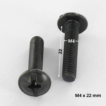 1 x Schraube Flachrundkopfschraube POZI und gespalten M4X22 Stahl schwarz verzinkt