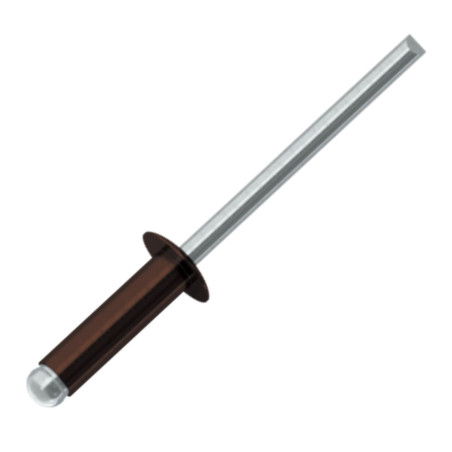 1 x Blindniete Aluminio Vástago acero 4X8 Klemmdicke 2 für 4 Standard-Rundkopf RAL8017 schokoladenbraun