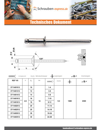 1 x Nieten geschält GOSTAR Aluminium...