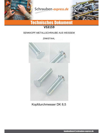 1 x Metallschrauben Senkkopfschraube Gezahnt...