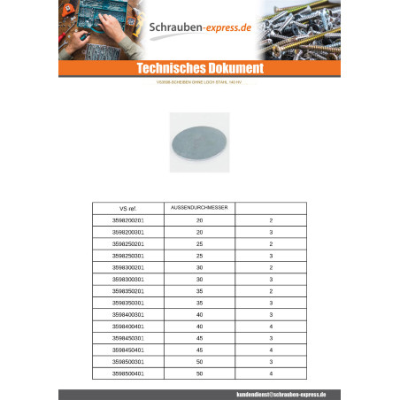 1 x Scheiben / Scheiben ohne Innenloch 25,75 x 2,2 Verzinkt
