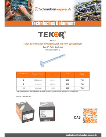 1 x Spanplattenschrauben TEKOR...