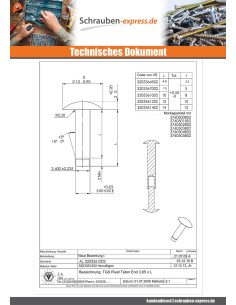 Vollniet Zylinderkopf 3,65 x 7,5 Schraubenspitze Spitze... 2