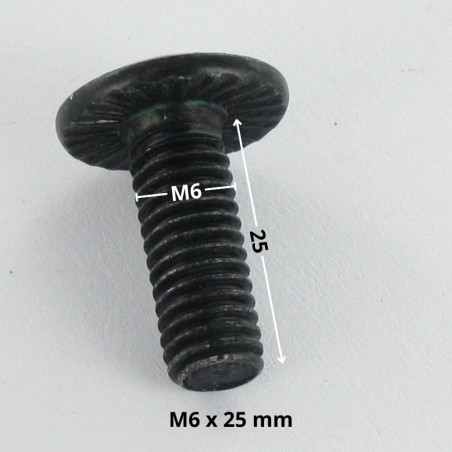 1 x Schraube Flachrundkopfschraube Schraubenschlüssel 4 M6x25 Gezahnt UNTEN Kopf Klasse 8.8 Stahl schwarz verzinkt