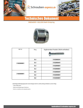 1 x Stange Nieten GOLOCK 8.0 MM Bereich 06...