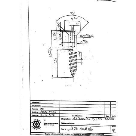 1 x Holzschraube Verzinkt 5x20 Gebohrt M3.5 gewinde 60