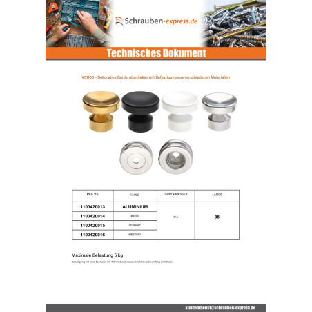 1 x Kleiderhaken dekorativ Aluminium Schwarz mit Befestigung multimaterial L'ATTACHANTE