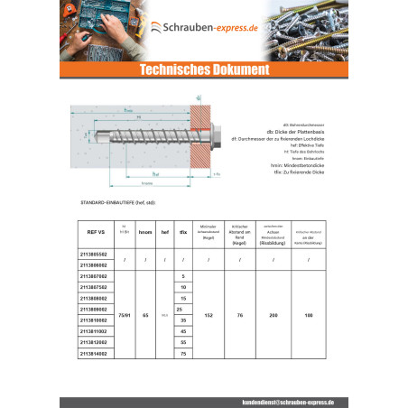 1 x Betonschraube Sechskantkopf Kreuzschlitz mit Flansch T13 8x90 Verzinkt