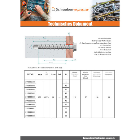1 x Betonschraube Sechskantkopf Kreuzschlitz mit Flansch T13 8x90 Verzinkt