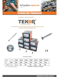 TEKOR PACK PRO 1200 Schraube Senkkopfschraube Gezahnt... 2