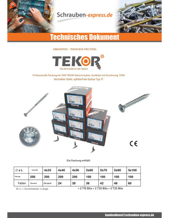 1 x TEKOR PACK PRO 1200 Schraube...