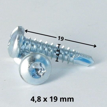 1 x Selbstbohrende Schrauben Zylindrischer Halbrundkopf 4,8 x 19 T25 Verzinkt