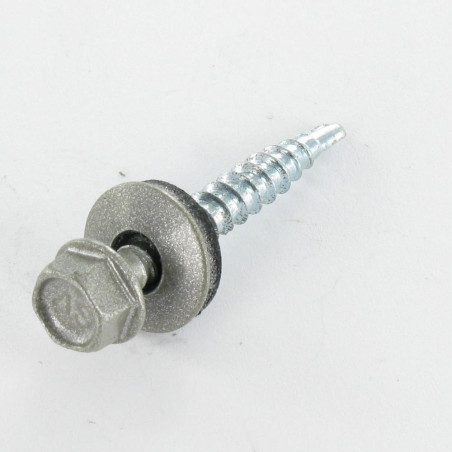 1 x Selbstbohrende Schrauben Sechskantkopf 4,8 x 35 Scheibe mit EPDM Neopren-Dichtung Verzinkt RAL9007 graualuminium