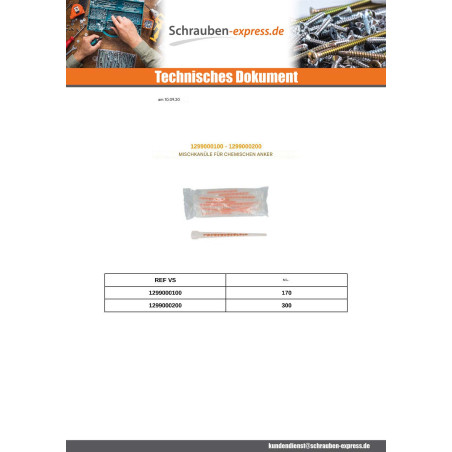1 x Mischkanüle für chemische Verankerung 300 ml