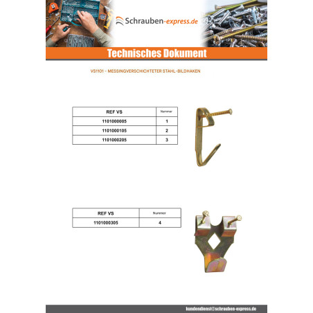 1 x Schachtel mit 10 Haken Bild Mit Nagel Nummer 3 Vermessingtem Stahl