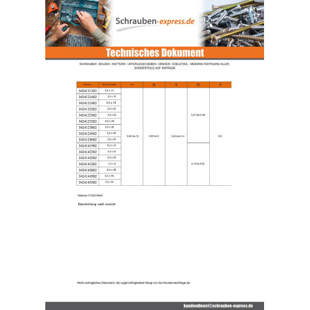 1 x Blechschraube Innensechskantschraube Schraubenschlüssel 5 4,8 x 19 Verzinkt