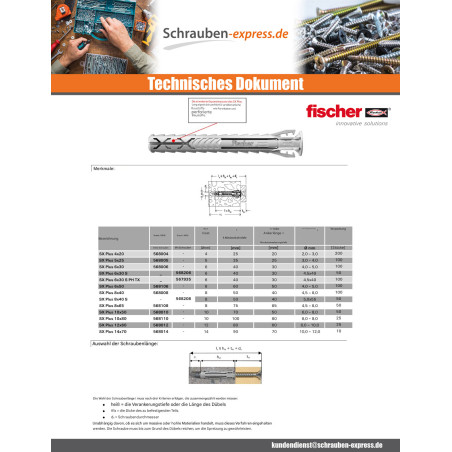 1 x Spreizdübel Fischer SX MEHR 10x80 Nylon