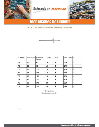 1 x Dübel Isolierung 8x140 +HÄKELN 240...