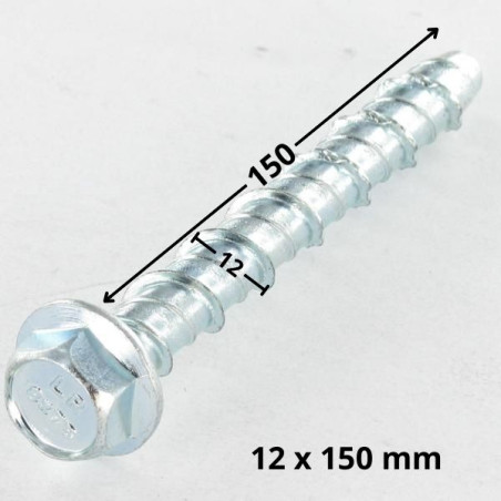 1 x Betonschraube Sechskantkopf Kreuzschlitz mit Flansch 14X150 Vorlochung des 12X150 Verzinkt